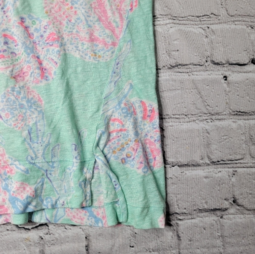 Lilly Pulitzer Mikela Short Sleeve Tshirt 100% Linen in Minty Fresh 20975 Size S - Picture 5 of 11